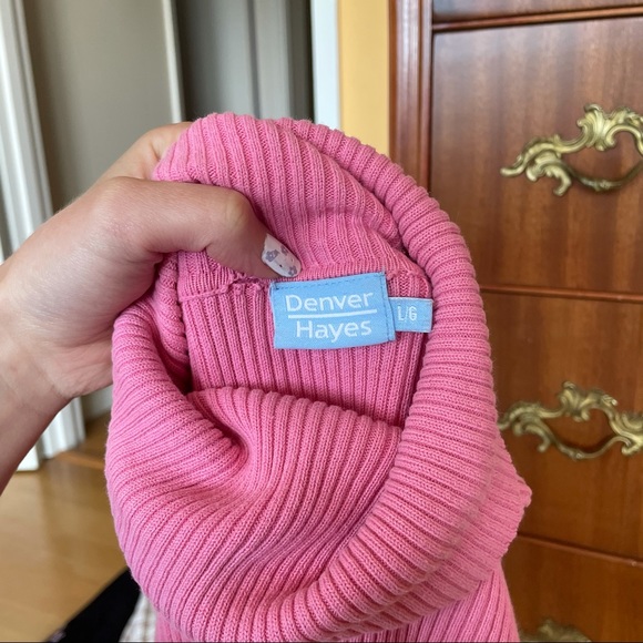 3/$30 Denver Hayes pink ribbed turtle neck Large - Picture 6 of 8